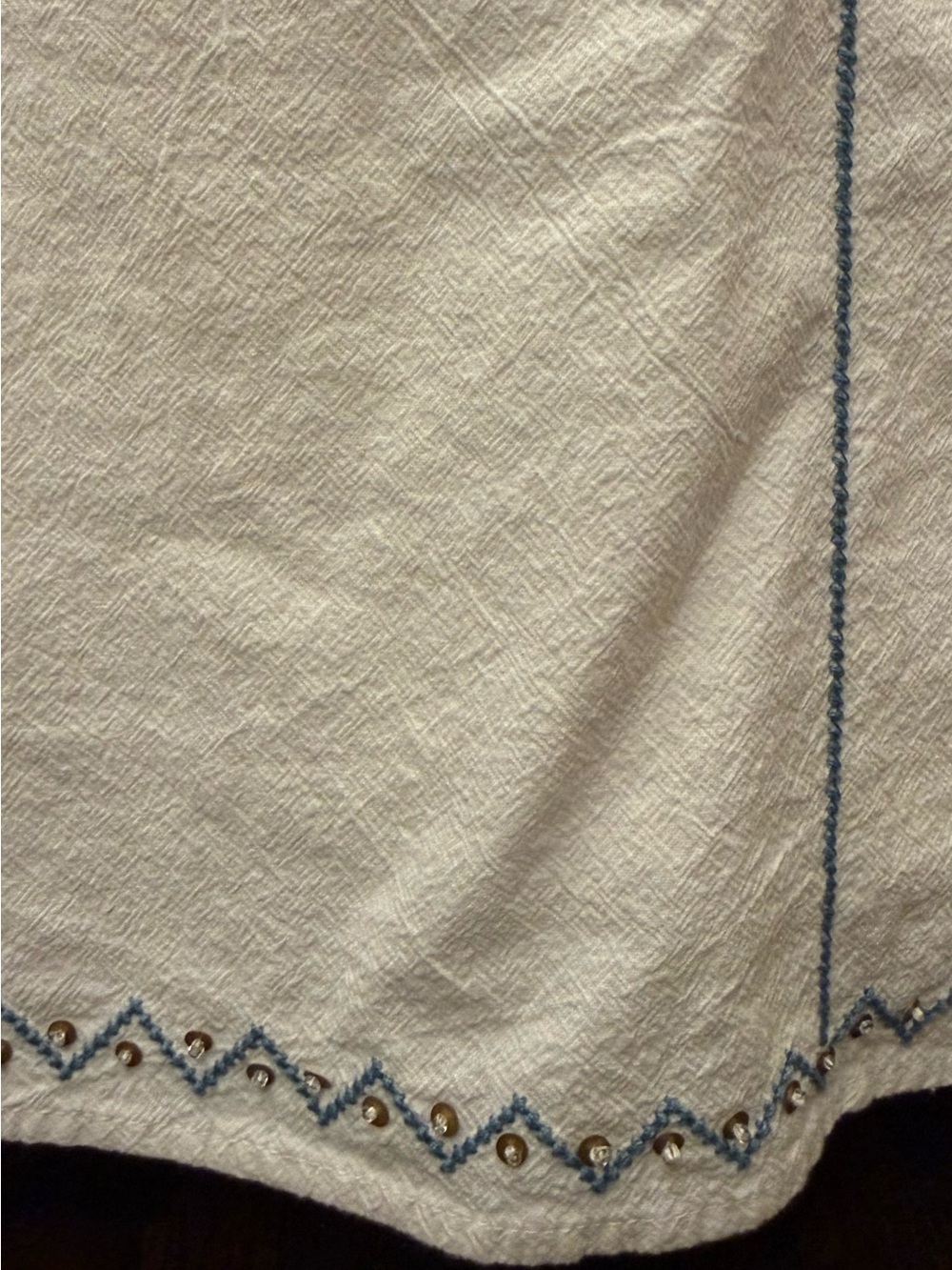 FP Free People White Sleeveless Embroidered Shift Dress with Beading/Blue Detail - Picture 2 of 8